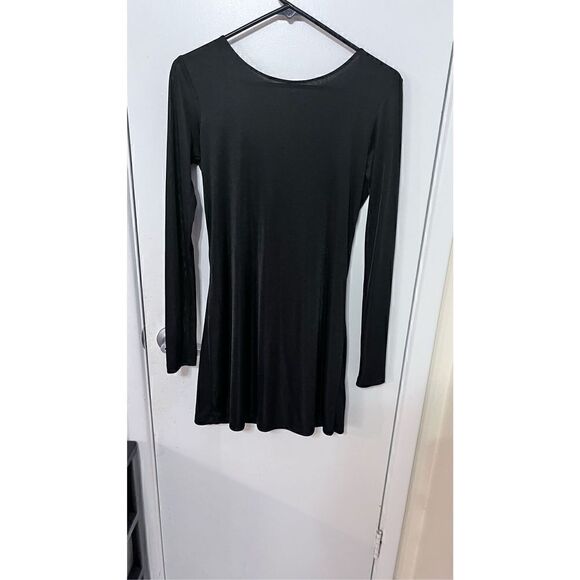 Parker Women's Silk Open Back Long Sleeve Bodycon Mini Dress Black Size Small - Picture 1 of 13